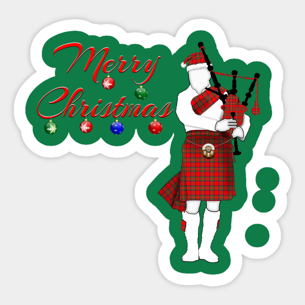 Scottish Merry Christmas Bagpiper Scottish Christmas Sticker